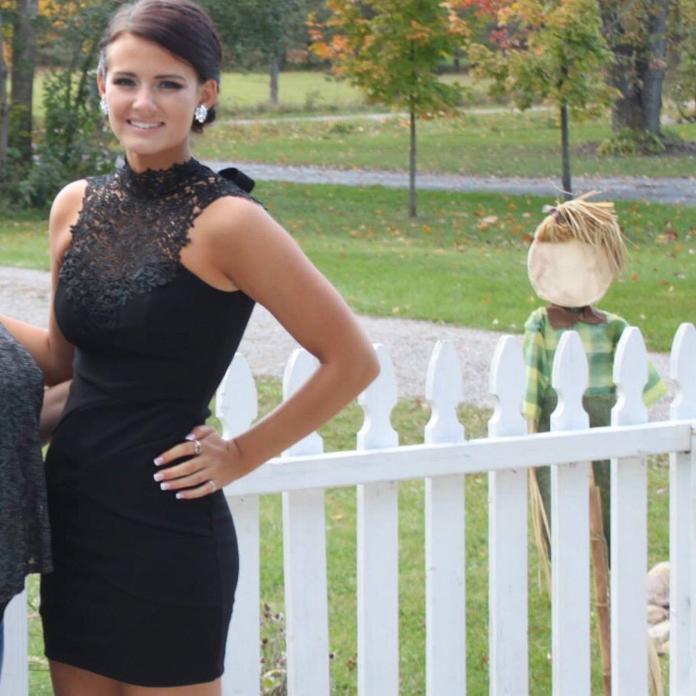 Windsor Black Bodycon Dress with Lace & Tie Back - Picture 5 of 5
